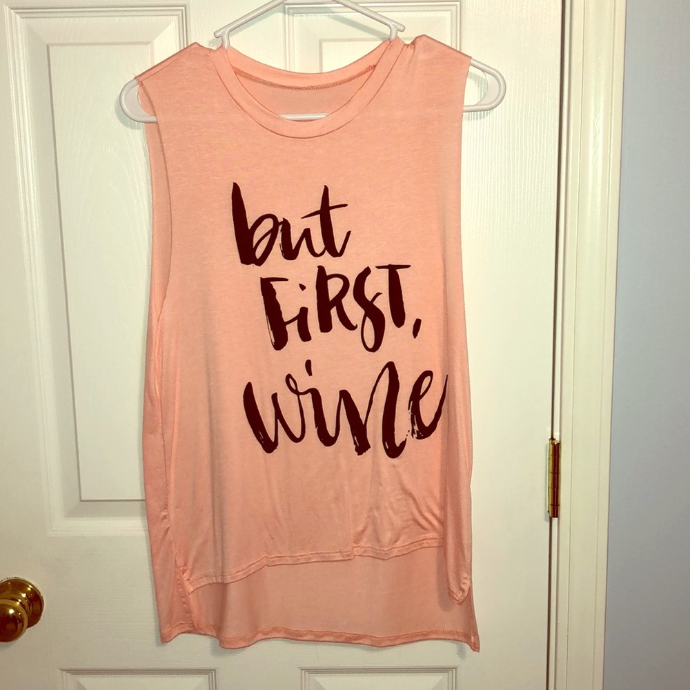 “but first, wine” tank top
